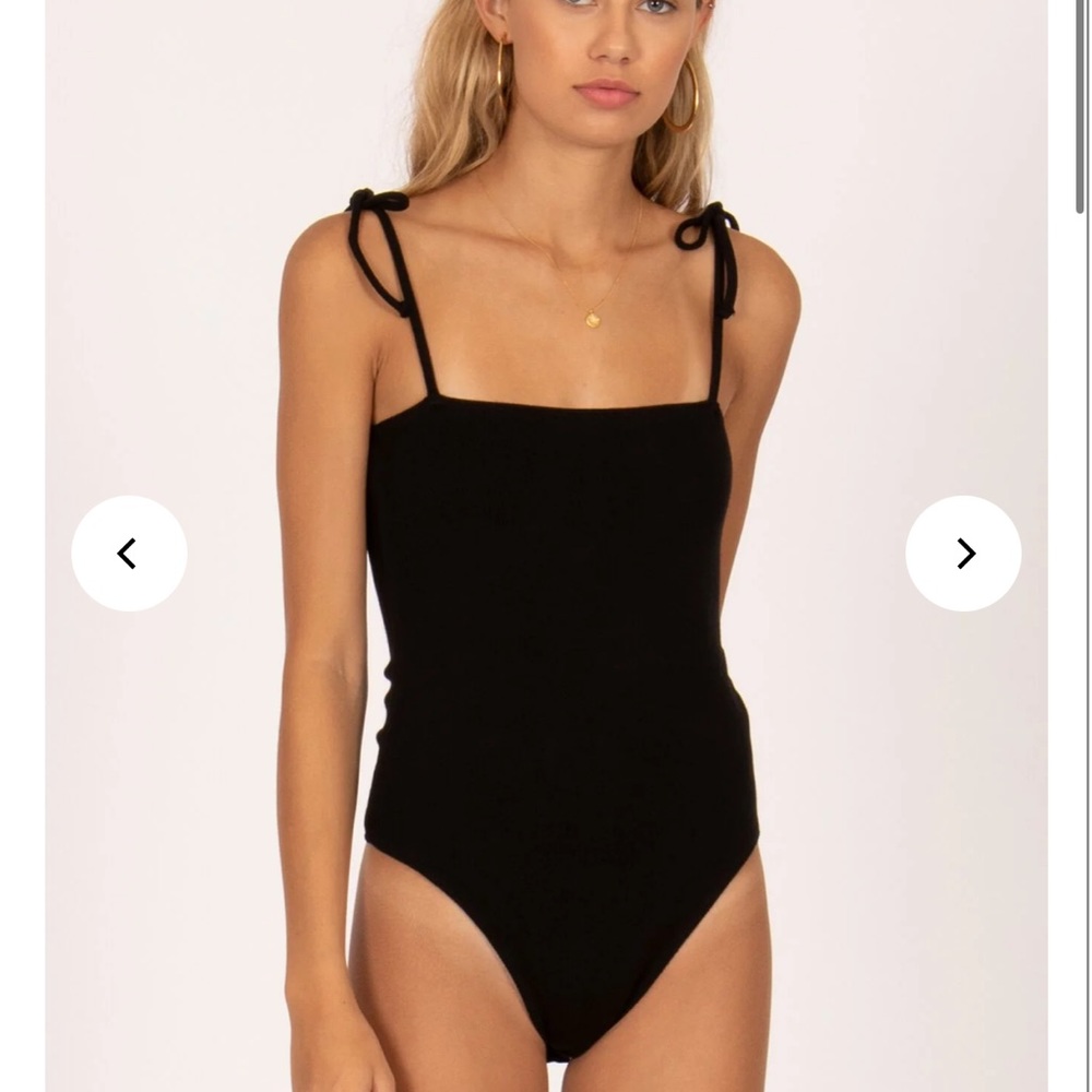 Amuse Society Black Tie Up Bow bodysuit